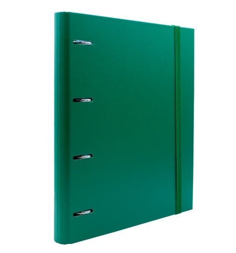 [209354] CARPEBLOCK 4 ANILLAS RAYLU PAPER® A4 VERDE · ANILLAS Ø30 MM · LOMO 60 MM · 100 HOJAS 90 g 4×4 · 5 SEPARADORES · CIERRE ELÁSTICO · SISTEMA RADO