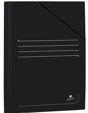 [825674] CARPETA MARIOLA Y A4+ CON GOMAS Y SOLAPAS NEGRO · CARTÓN BRILLO · 3 SOLAPAS · LOMO A4+