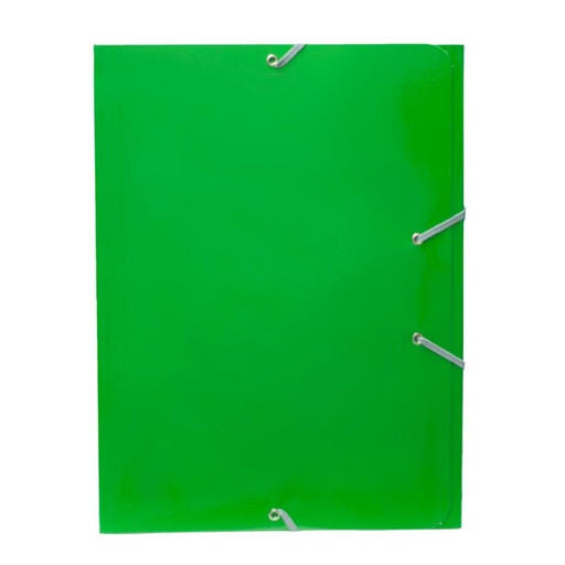 [180870] CARPETA MARIOLA Y A4+ CON GOMAS Y SOLAPAS VERDE  · CARTÓN BRILLO · 3 SOLAPAS · LOMO A4+