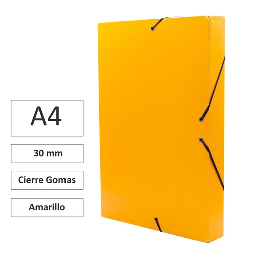 [180951] CARPETA PROYECTO RAYLU PAPER A4 LOMO 30 MM (AMARILLO) · CARTÓN FORRADO MATE · CIERRE CON GOMAS · COLORES VIVOS