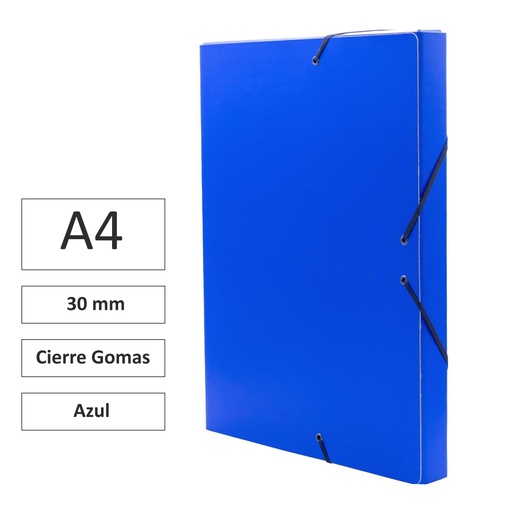 [180949] CARPETA PROYECTO RAYLU PAPER A4 LOMO 30 MM (AZUL) · CARTÓN FORRADO MATE · CIERRE CON GOMAS · COLORES VIVOS