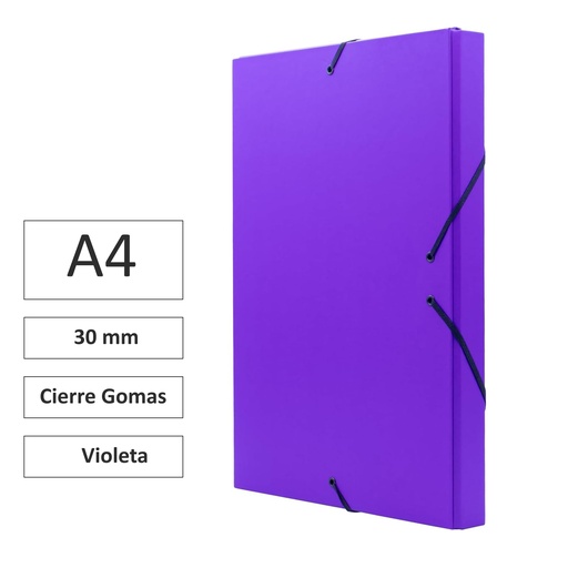 [180952] CARPETA PROYECTO RAYLU PAPER A4 LOMO 30 MM (VIOLETA) · CARTÓN FORRADO MATE · CIERRE CON GOMAS · COLORES VIVOS