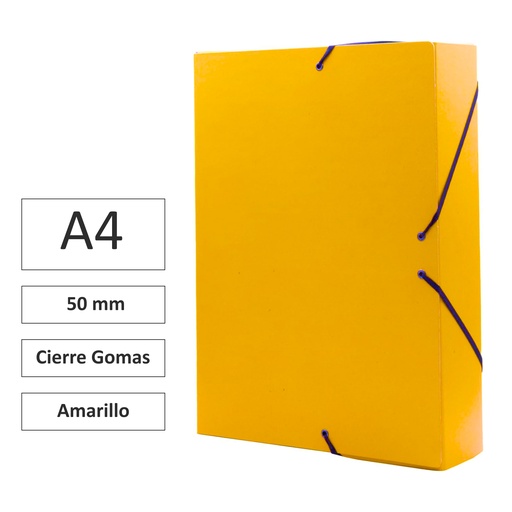 [180959] CARPETA PROYECTO RAYLU PAPER A4 LOMO 50 MM (AMARILLO) · CARTÓN FORRADO MATE · CIERRE CON GOMAS · COLORES VIVOS