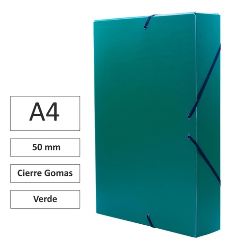 [180958] CARPETA PROYECTO RAYLU PAPER A4 LOMO 50 MM (VERDE) · CARTÓN FORRADO MATE · CIERRE CON GOMAS · COLORES VIVOS