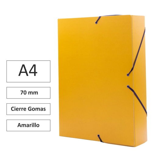 [181326] CARPETA PROYECTO RAYLU PAPER A4 LOMO 70 MM (AMARILLO) · CARTÓN FORRADO MATE · CIERRE CON GOMAS · COLORES VIVOS