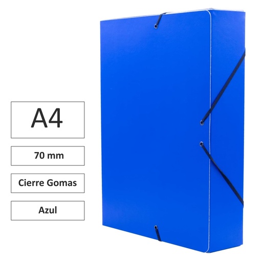 [181323] CARPETA PROYECTO RAYLU PAPER A4 LOMO 70 MM (AZUL) · CARTÓN FORRADO MATE · CIERRE CON GOMAS · COLORES VIVOS