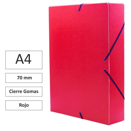 [181324] CARPETA PROYECTO RAYLU PAPER A4 LOMO 70 MM (ROJO) · CARTÓN FORRADO MATE · CIERRE CON GOMAS · COLORES VIVOS