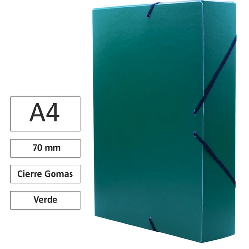 [181325] CARPETA PROYECTO RAYLU PAPER A4 LOMO 70 MM (VERDE) · CARTÓN FORRADO MATE · CIERRE CON GOMAS · COLORES VIVOS