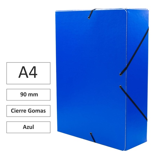 [180171] CARPETA PROYECTO RAYLU PAPER A4 LOMO 90 MM (AZUL) · CARTÓN FORRADO MATE · CIERRE CON GOMAS · COLORES VIVOS