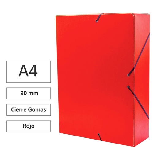[180172] CARPETA PROYECTO RAYLU PAPER A4 LOMO 90 MM (ROJO) · CARTÓN FORRADO MATE · CIERRE CON GOMAS · COLORES VIVOS
