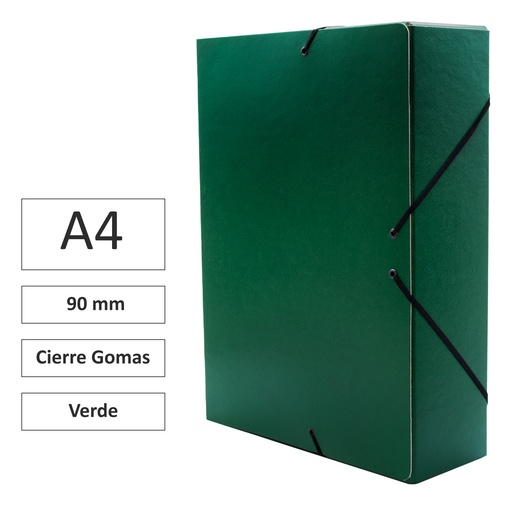 [180173] CARPETA PROYECTO RAYLU PAPER A4 LOMO 90 MM (VERDE) · CARTÓN FORRADO MATE · CIERRE CON GOMAS · COLORES VIVOS