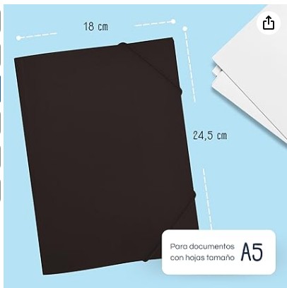 [180544] CARPETA RAYLU PAPER A5 CON GOMAS Y SOLAPAS HUMO · PP 100% RECICLABLE · LOMO 4 CM APROX. · CAPACIDAD 50 HOJAS