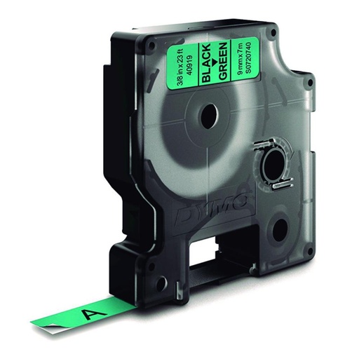 [249955] CINTA DYMO D1 9 MM NEGRO SOBRE VERDE – CASETE 7 M