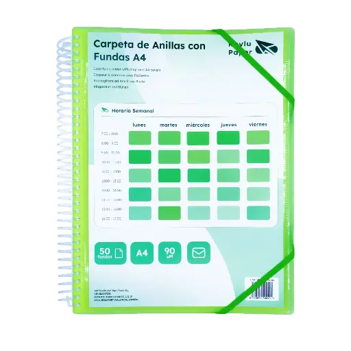 [181074] CARPETA PP RAYLU PAPER ESPIRAL 50 FUNDAS A4 VERDE PORTADA PERSONALIZABLE