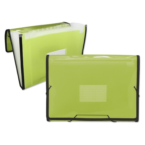 [180706] CARPETA TRASLUCIDA FUELLE 13 COMPARTIMENTOS VERDE CLARO (A4)