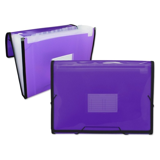 [180715] CARPETA TRASLUCIDA FUELLE 13 COMPARTIMENTOS VIOLETA (A4)