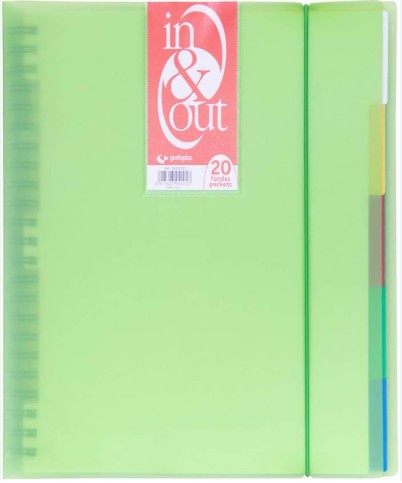 [825755] CARPETA GRAFOPLAS A4 IN&OUT 20 FUNDAS – POLIPROPILENO TRANSLÚCIDO RÍGIDO