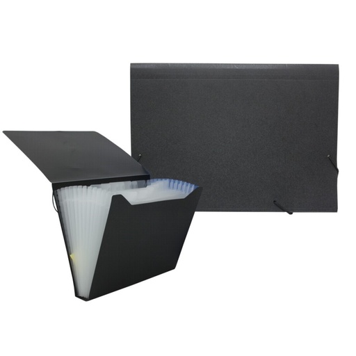 [180695] INGRAF OFFICE CARPETA OPACO FUELLE 13 COMPARTIMENTOS HUMO (A4)