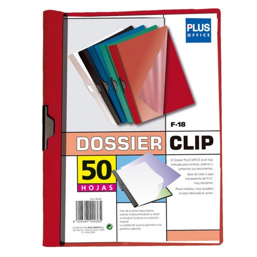 [180268] DOSSIER PP CON CLIP LATERAL ROJO A4 (310 × 225 MM)