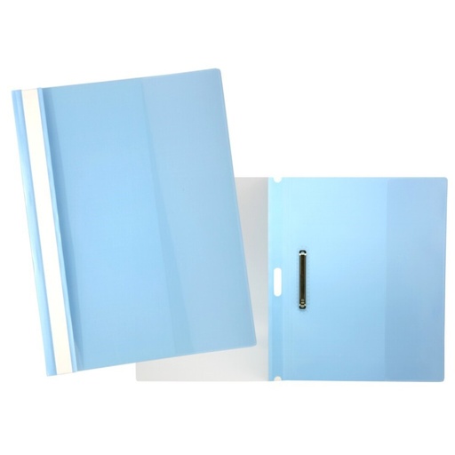 [180643] DOSIER FASTENER EN PP AZUL – LOMO RECTO, FRONTAL TRANSPARENTE Y TRASERA OPACA – FORMATO FOLIO Y 4º – 25 UDS (PACK)