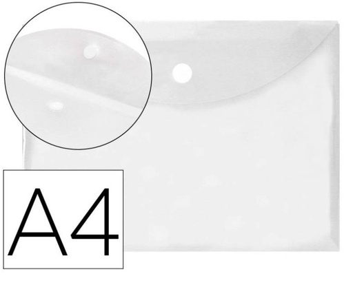 [040539] SOBRE PORTADOCUMENTOS POLIPROPILENO CON VELCRO A4 TRANSPARENTE 