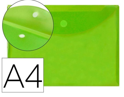 [040542] SOBRE PORTADOCUMENTOS POLIPROPILENO CON VELCRO A4 VERDE 