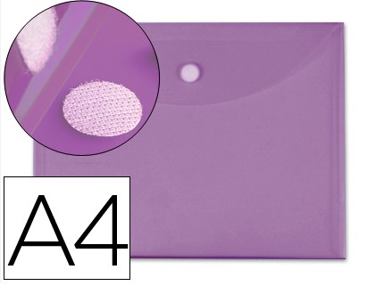 [040541] SOBRE PORTADOCUMENTOS POLIPROPILENO CON VELCRO A4 VIOLETA 