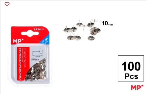 [040191] CHINCHETAS CROMADAS CAJA 100 UDS CABEZA PLANA 