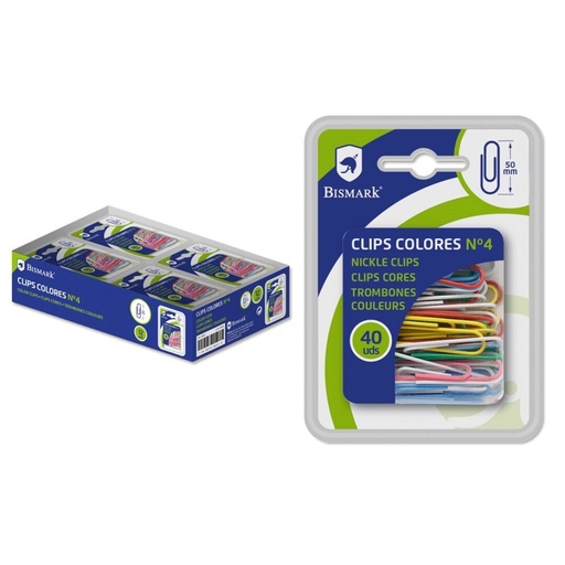 [040171] CLIPS DE COLORES BISMARK Nº 4 (50 MM) – BLÍSTER 40 UDS