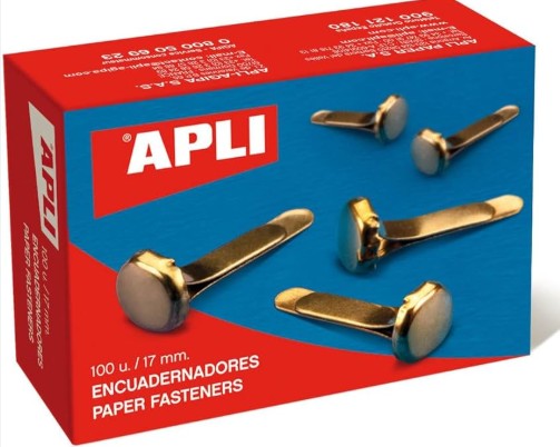 [825714] ENCUADERNADORES METÁLICOS SIN ARANDELA– 12 MM – COLOR ORO – CAJA 100 UDS