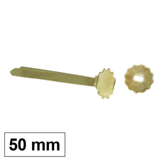 [069135] ENCUADERNADORES METÁLICOS CON ARANDELA – 50 MM – COLOR ORO – CAJA 100 UDS