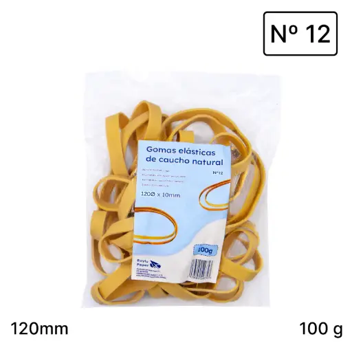 [040604] BANDAS ELASTICAS CAUCHO RAYLU  Nº12 120X10MM BOLSA 100 GRAMOS