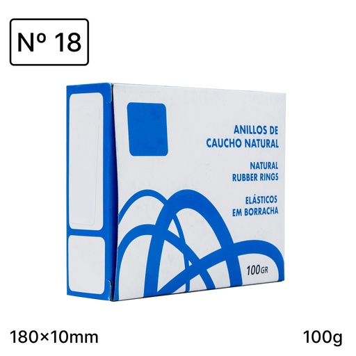 [040606] BANDAS ELASTICAS CAUCHO RAYLU  Nº18 180X10MM BOLSA 100 GRAMOS