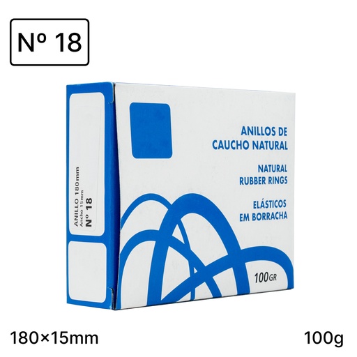 [040821] BANDAS ELASTICAS CAUCHO RAYLU  Nº18 180X10MM BOLSA 100 GRAMOS